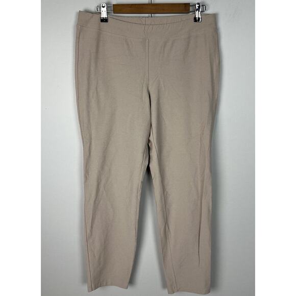 Eileen Fisher Tan Stretch Ponte Ankle Pants Size Large S22 Workplace Casual Wm’s - Picture 1 of 5